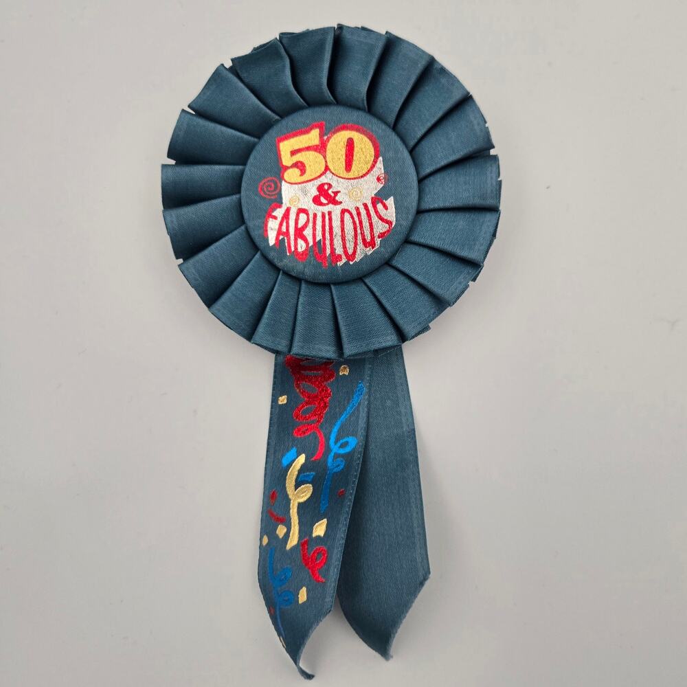 Beistle 50 & Fabulous Rosette Party Pin Teal Color with Pin 50th Birthday